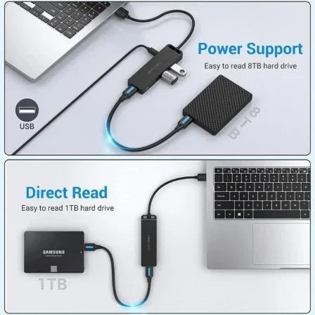 Vention Hub USB 3.0 de 4 puertos con Micro USB PD - Gris Vention Hub USB 3.0 de 4 puertos con Micro USB PD - Gris